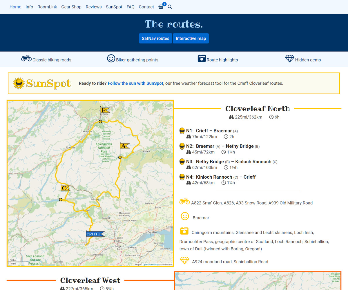 Crieff Cloverleaf, a specialised tourism website developed by Fidgety Lizard